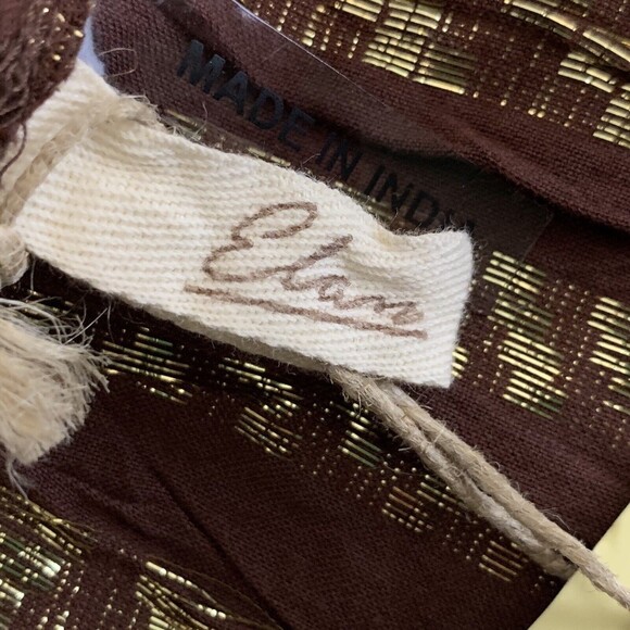 Elan Crop Top Women M Elastic Neck and Hem Short Flare Sleeve Brown Gold - Picture 8 of 11